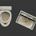 White Bathroom Toilet With Open Lid And Wall Mounted Sink Fixture