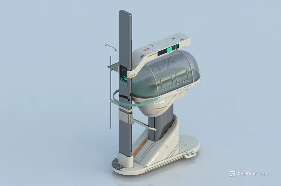 Modern Medical Device With Transparent Enclosure Support Stand And Digital Display Panel 3d model 