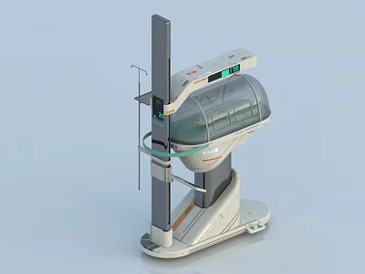Modern Medical Device With Transparent Enclosure Support Stand And Digital Display Panel 3d model