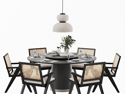 Dining table and chair combination model