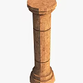 Brown Textured Stone Pillar With Segmented Design And Vertical Structure 3d model