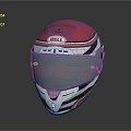 Bell Pink And White Racing Helmet With Black Stripes And Transparent Visor
