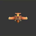 Cute Orange Cartoon Airplane With Small Animal Character And Propeller Wings