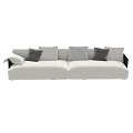 Modern Sectional Sofa With Light Gray Fabric Upholstery And Multiple Decorative Throw Pillows 3d model