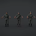 Military Game Movie Characters in Green Uniforms with Different Poses 3d model