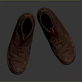High Top Shoes with Red Laces Brown Upper Worn Out Look and Treaded Brown Sole Design