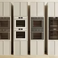 Modern Kitchen Appliances With Built in Ovens And White Brown Cabinets
