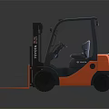 Orange And Gray Forklift With Cab Lifting Frame And Front Forks 3d model