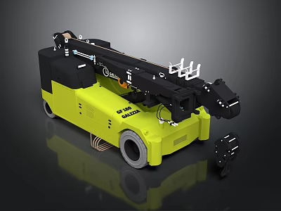 Yellow Industrial Utility Vehicle With Mechanical Arm And Telescopic Boom Equipment 3d model