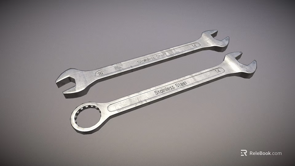 Durable Steel Combination Wrenches With Open End And Box End Design For Hardware Tools 3d model 