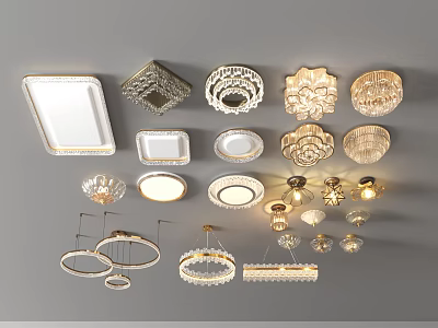 Elegant Crystal Chandeliers In Various Styles Including Ceiling Mounted And Hanging Pendant Designs 3d model