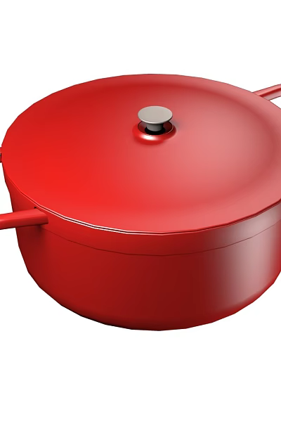 High Quality Red Enameled Casserole Cookware With Secure Lid And Double Handles 3d model High Quality Red Enameled Casserole Cookware With Secure Lid And Double Handles 3d model