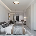 Spacious Modern Apartment Interior With Bedroom Living Room Dining Area Sofa And Storage Cabinets
