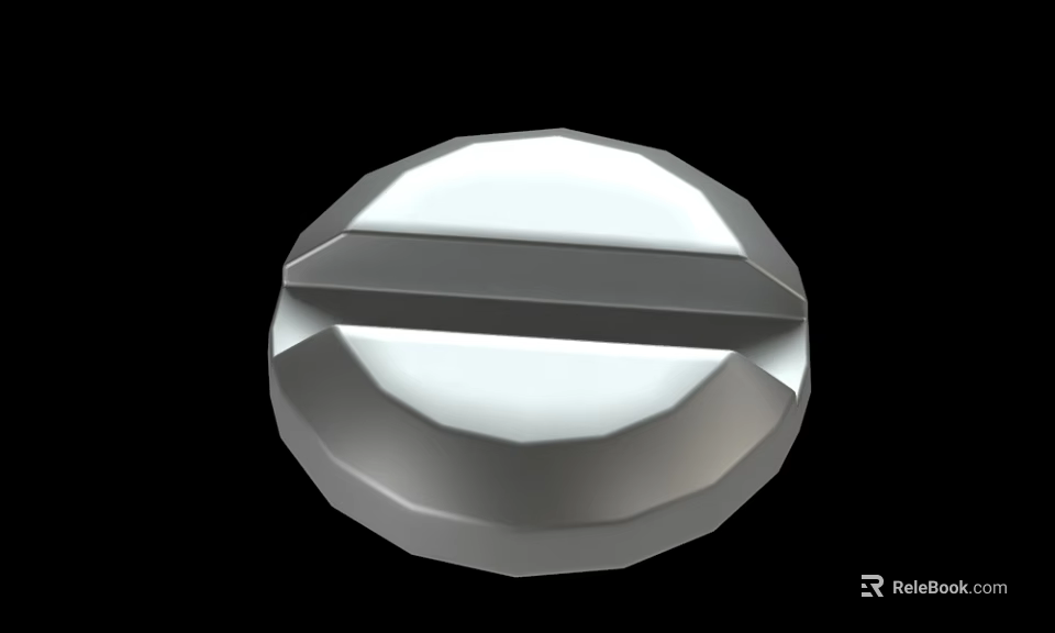 Shiny Polished Round Metal Slotted Screw Head With Smooth Surface 3d model 