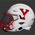 Riddell Football Helmet With White Shell Red Stripes And Red Facemask