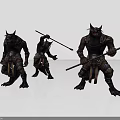 Game Movie Horned Armored Warriors Character With Weapons In Various Poses