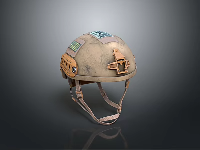 Tactical Military Weapon Helmet With Worn Surface Mounts And Adjustable Strap Attachments 3d model
