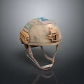 Tactical Military Weapon Helmet With Worn Surface Mounts And Adjustable Strap Attachments 3d model
