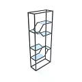 Modern Open Layered Storage Shelf With Black Metal Frame And Blue Shelves