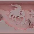 Colorful Goldfish Themed Window Display Decor With Pink Cloud Shaped Elements And Soft Tones 3d model