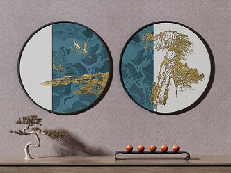 New Chinese Round Frame Painting Decorative Painting 3d model