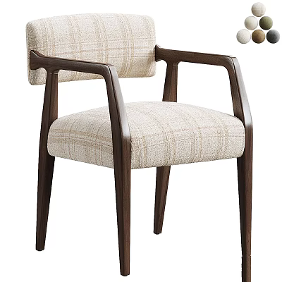 Modern Upholstered Accent Chair With Wooden Frame And Checkered Fabric 3d model