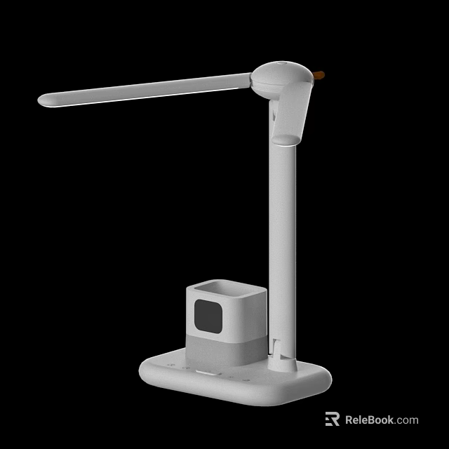 Modern White Desk Lamp With Adjustable Arm And Base Storage Compartment 3d model