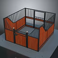 Sturdy Wooden Metal Enclosure Structure With Railings Door And Steps On Gray Ground