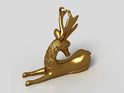 Golden Deer Shaped Decorative Ornament Set For Home Living Room Decoration 3d model