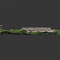 Scenic Stone Arch Bridge Surrounded by Lush Green Vegetation With Adjacent Road