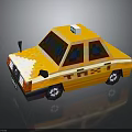 Yellow Pixel Art Taxi Car With Roof Sign And Body Lettering