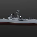 Detailed Modern Warship 3D Model Featuring Radar Antennas And Deck Equipment