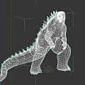 Gray Godzilla Monster Figure With Blue Glowing Spikes In Standing Pose