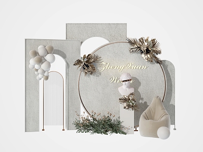 Modern Meichen Window Wedding Meichen Flower Art Meichen Window Meichen Wedding Wall Photo Wall Flower Art Wall Wedding Layout model