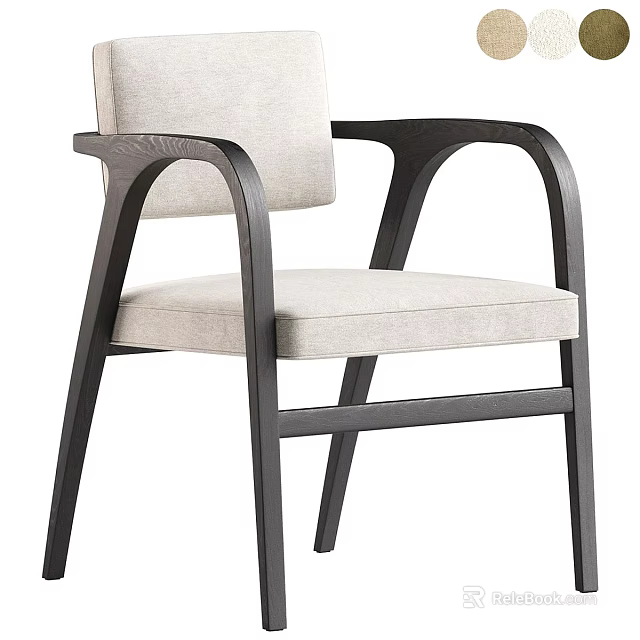 Elegant Modern Leisure Chair With Light Fabric Upholstery And Dark Wooden Frame 3d model 
