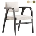 Elegant Modern Leisure Chair With Light Fabric Upholstery And Dark Wooden Frame