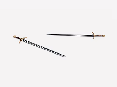 Traditional Medieval Swords Featuring Metallic Blades And Decorative Cross Guards 3d model