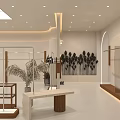 Modern Retail Showroom Interior With Logo Mannequin Dress Windows Plants And Lighting