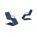 Two Blue Woven Lounge Chairs With Metal Frame For Outdoor Relaxation
