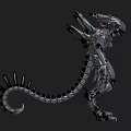 Futuristic Robotic Creature With Metallic Armor Spiked Tail And Sharp Limbs 3d model
