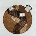 Decorative Modern Round Carpet With Brown Beige Geometric Pattern For Home Interior 3d model