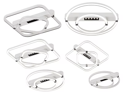 Modern Ceiling Lights With Various Geometric Shapes And Sleek White Frame Design 3d model