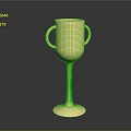 Golden Decorative Trophy With Two Handles And Tall Stem For Home Decor