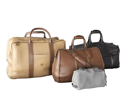 Stylish Leather Duffel Bags in Brown Black Beige and Gray Colors 3d model
