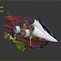 Wooden Sailboat Model With Wheels And White Sails On Dark Background