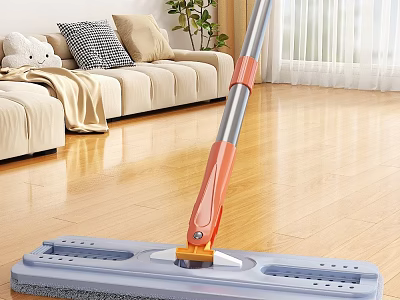 Modern Flat Mop For Household Cleaning Wooden Floor In Living Room With Easy To Use 3d model