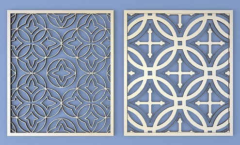 Metal Carved Border Pattern Background Pattern Traditional Carved 3d model