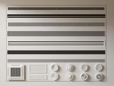 Modern Air Conditioner Vents With Sleek Horizontal Striped Grille Design For Interior Spaces 3d model