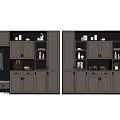 Modern Gray Double Shoe Cabinet Design With Multiple Storage Compartments And Drawers 3d model