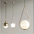 Modern Gold Pendant Lights With Teardrop Frames And Spherical Shades In Three Designs